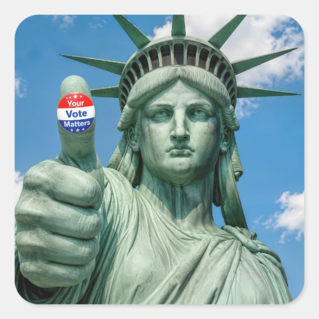 Cuadrada Estatua de la Libertad con Pegatina de Elección (Anverso)