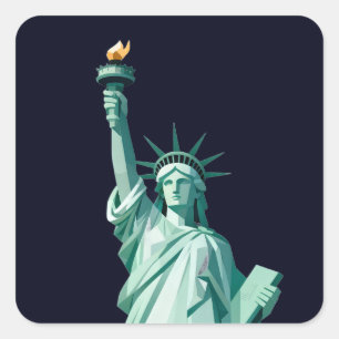 Cuadrada Estatua del Pegatina de la Libertad - Diseño icóni