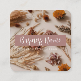Cuadrada Estético | Boho | Floral seca | Tarjeta de visita
