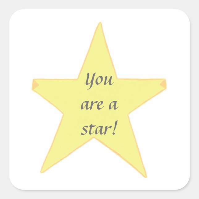 Cuadrada Estrella amarilla, eres una estrella Pegatina (Anverso)