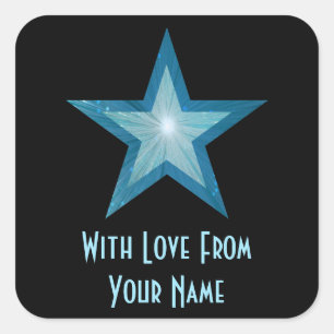 Cuadrada Estrella azul 'Con amor desde' pegatina cuadrado n