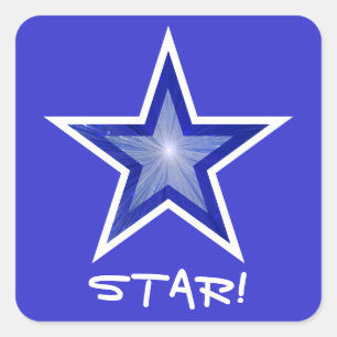 Cuadrada Estrella azul oscuro 'STAR!' pegatina cuadrado azu