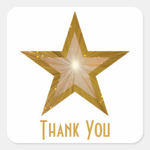 Cuadrada Estrella de "oro" 'Gracias' pegatina cuadrado blan