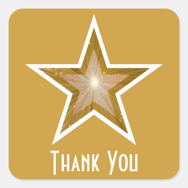Cuadrada Estrella "Gold" de "Gracias" amarillo pegatina cua (Anverso)