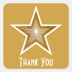 Cuadrada Estrella "Gold" de "Gracias" amarillo pegatina cua