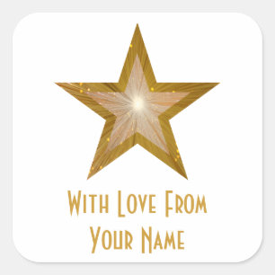 Cuadrada Estrella "Gold" "With Love From" (Oro) pegatina cu
