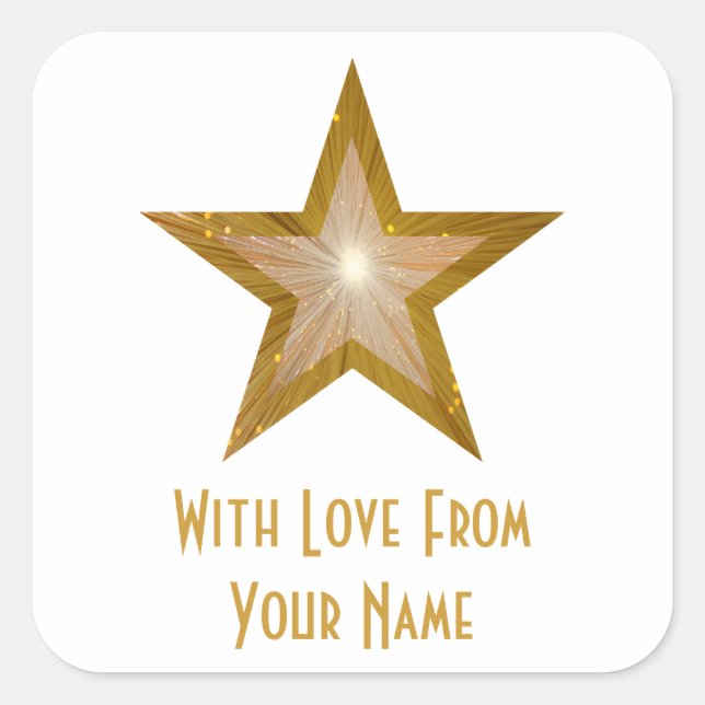 Cuadrada Estrella "Gold" "With Love From" (Oro) pegatina cu (Anverso)