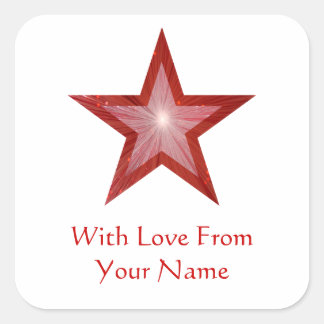 Cuadrada Estrella roja 'Con amor de', blanco pegatina cuadr