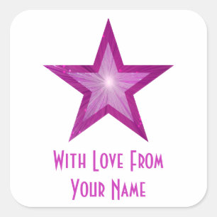 Cuadrada Estrella rosa 'Con amor de', blanco pegatina cuadr