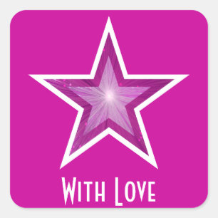 Cuadrada Estrella rosa 'Con amor' pegatina cuadrado rosa