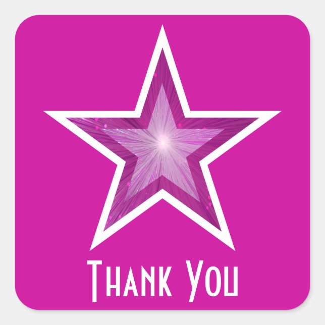 Cuadrada Estrella rosa 'Gracias a ti' pegatina cuadrado ros (Anverso)