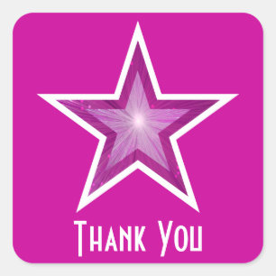 Cuadrada Estrella rosa 'Gracias a ti' pegatina cuadrado ros