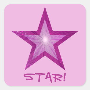 Cuadrada Estrella rosa 'STAR!' pegatina cuadrado rosa pálid