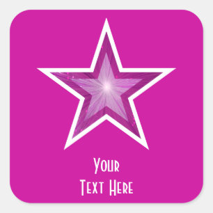 Cuadrada Estrella rosa 'Tu texto' pegatina cuadrado rosa