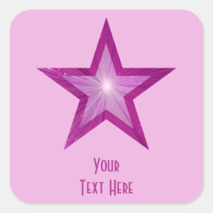 Cuadrada Estrella rosa 'Tu texto' pegatina cuadrado rosa