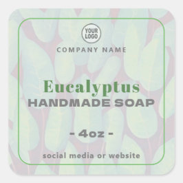 Cuadrada Eucalyptus Jabón a mano Pegatina cuadrado