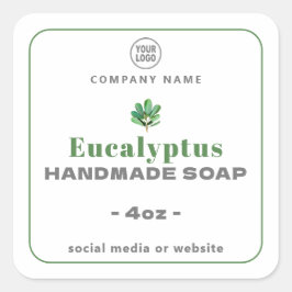 Cuadrada Eucalyptus Jabón a mano Pegatina cuadrado
