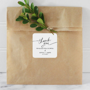 Cuadrada EVERLEIGH Gracias A Boda Favor Pegatina Plaza