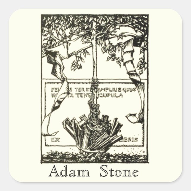 Cuadrada Ex árbol de libris con Pegatina de cinta (Anverso)