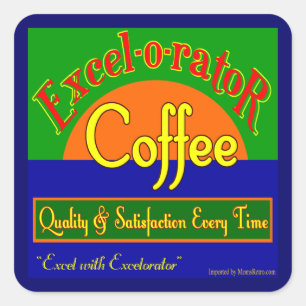 Cuadrada Excelorator Coffee Retro Crate Art Pegatina