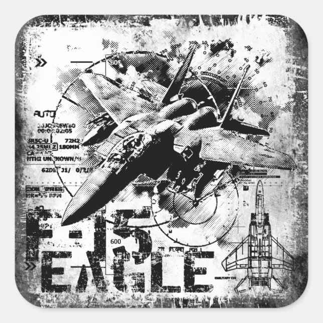 Cuadrada F-15 Eagle Square Pegatina (Anverso)