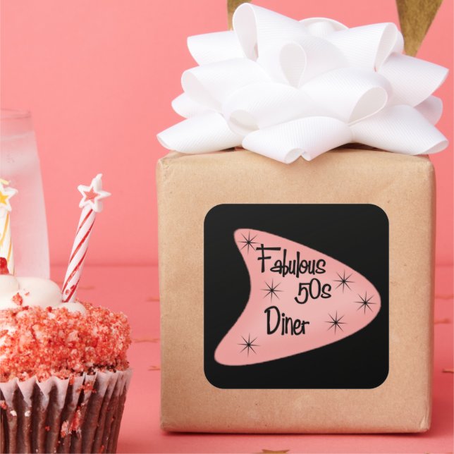 Cuadrada Fabuloso retro Fifties Diner pegatina (Fiesta)