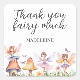 Cuadrada Fairy Birthday Gracias Pegatina