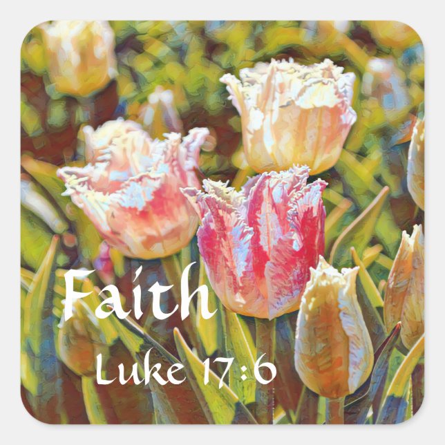 Cuadrada Faith Luke Tulip Pegatina (Anverso)