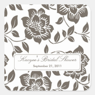 Cuadrada Fall Brown Floral Bridal Shower Square Pegatina