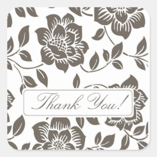 Cuadrada Fall Brown Floral Gracias Pegatina Bridal Shower