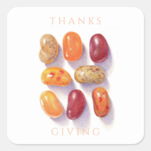 Cuadrada FALL JELLY BEANS Acción de Gracias Pegatina Cuadra