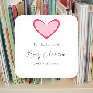 Cuadrada Fancy valentine heart bookplate pegatina