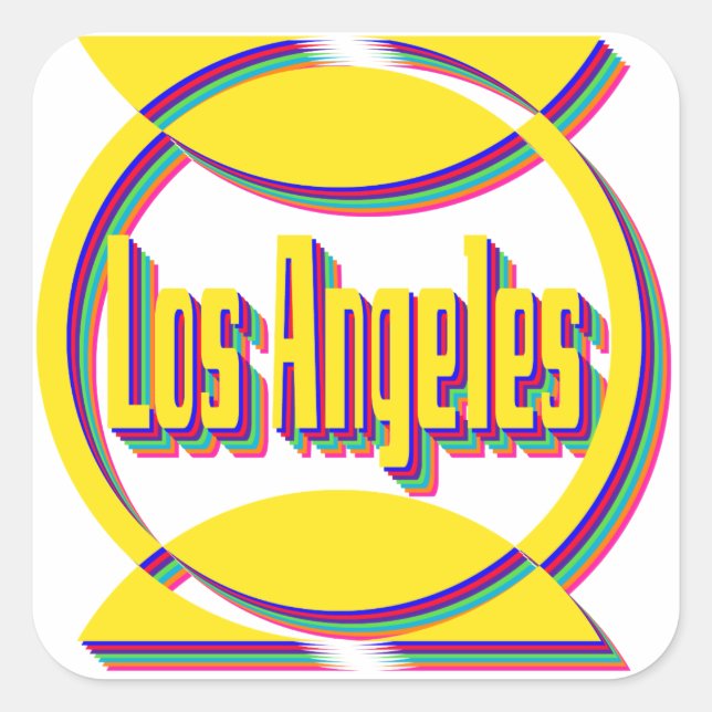 Cuadrada Fantástico Pegatina Los Angeles 1 (Anverso)