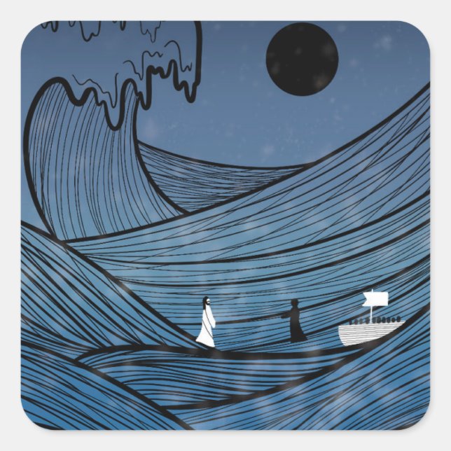 Cuadrada Fe a través del pegatina de la plaza de tormentas (Anverso)