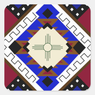 Cuadrada Felicidad, nativo americano Pegatina Zia