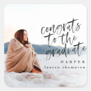 Cuadrada Felicitaciones al pegatina de posgrado de grado