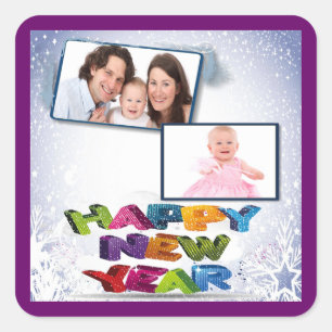 Cuadrada Feliz Año Nuevo agrega tu Pegatina fotográfico