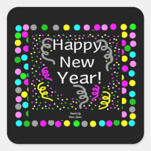 Cuadrada Feliz Año Nuevo saludos Pegatina cuadrado