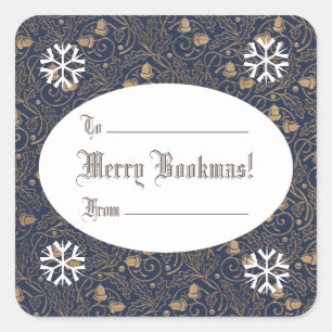 Cuadrada ¡Feliz Bookmas! Navidades Acorns Pegatina cuadrado