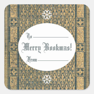 Cuadrada ¡Feliz Bookmas! Navidades Libros Pegatina cuadrado