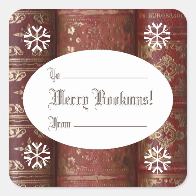 Cuadrada ¡Feliz Bookmas! (Navidades) Pegatina cuadrado (Anverso)