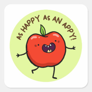 Cuadrada Feliz como un Pegatina de fruta appy
