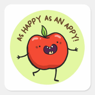 Cuadrada Feliz como un Pegatina de fruta appy