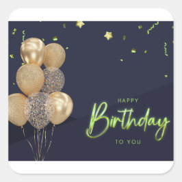 Cuadrada Feliz cumpleaños a tu pegatina