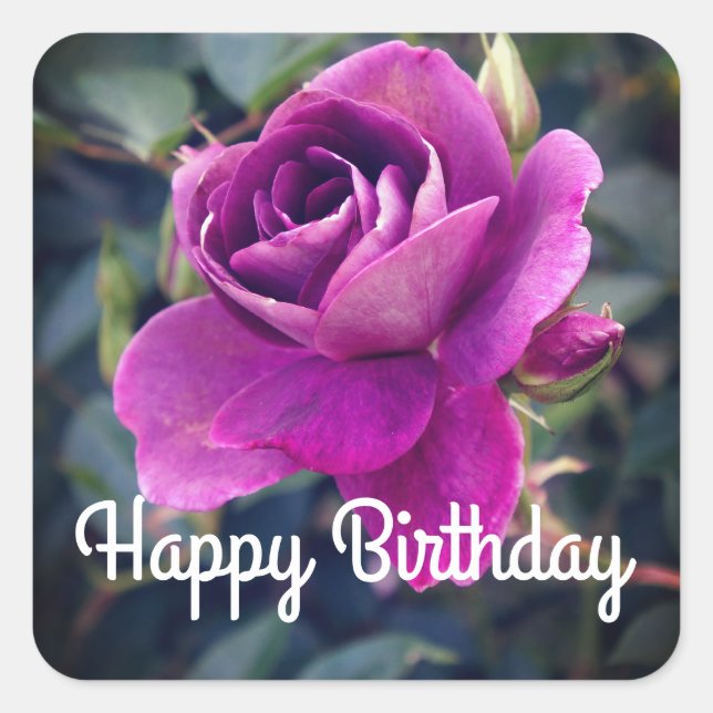 Cuadrada Feliz cumpleaños Borgoña Iceberg #2-2 Pegatina (Anverso)