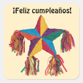Cuadrada Feliz Cumpleanos Pegatina