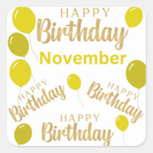 Feliz cumpleaños, Pegatina de cumpleaños de noviem