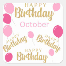 Feliz cumpleaños Pegatina de octubre cumpleaños