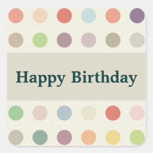 Cuadrada Feliz cumpleaños, Pegatina de puntos de polka