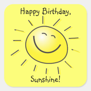 Cuadrada ¡Feliz cumpleaños, Sunshine! Pegatina